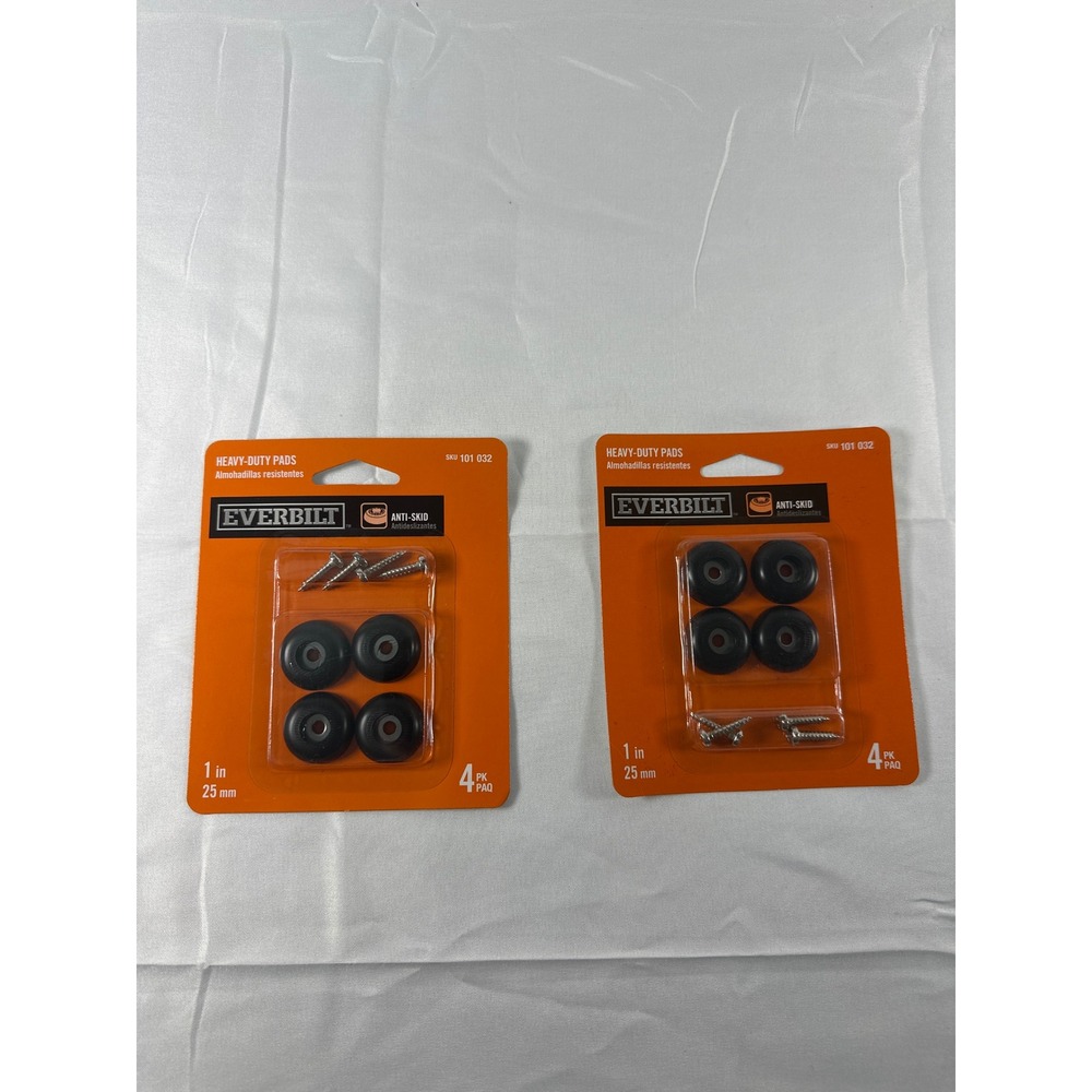 2 Pack Everbilt 1 in Heavy-Duty Anti-Skid Pads Black Rubber Screw-On‎ 101 032
